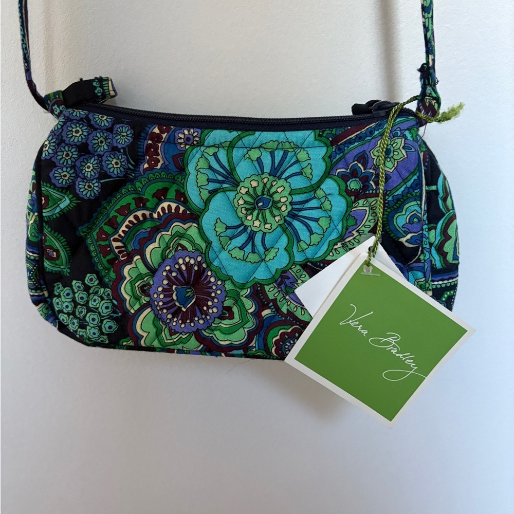 Vera Bradley Green Crossbody Bag with Floral Pattern